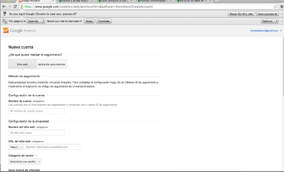 Cómo crear cuenta Google Analytics