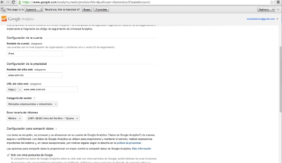 Proceso para iniciar  Analytics