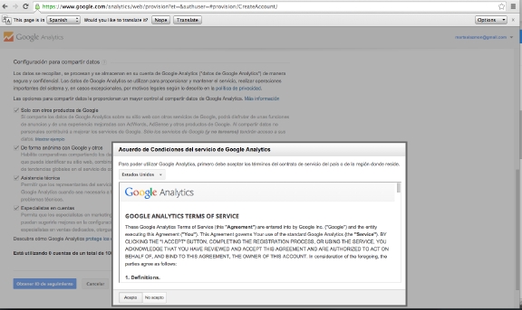 condiciones de Analytics