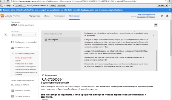   genera Cuenta de Analytics.